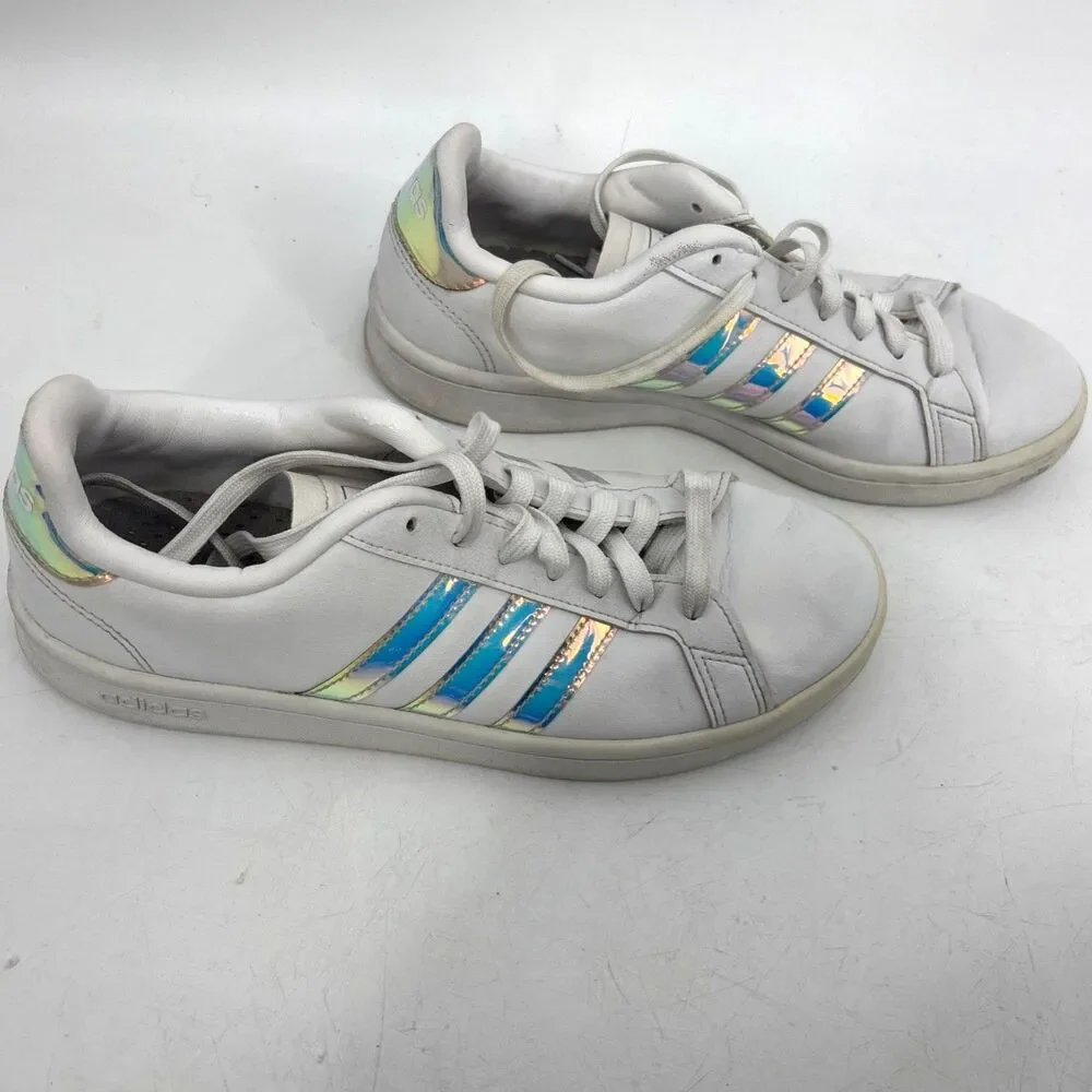 Adidas Grand Court Cloudfoam White Holographic Sneakers Women's US 7.5 Shoes